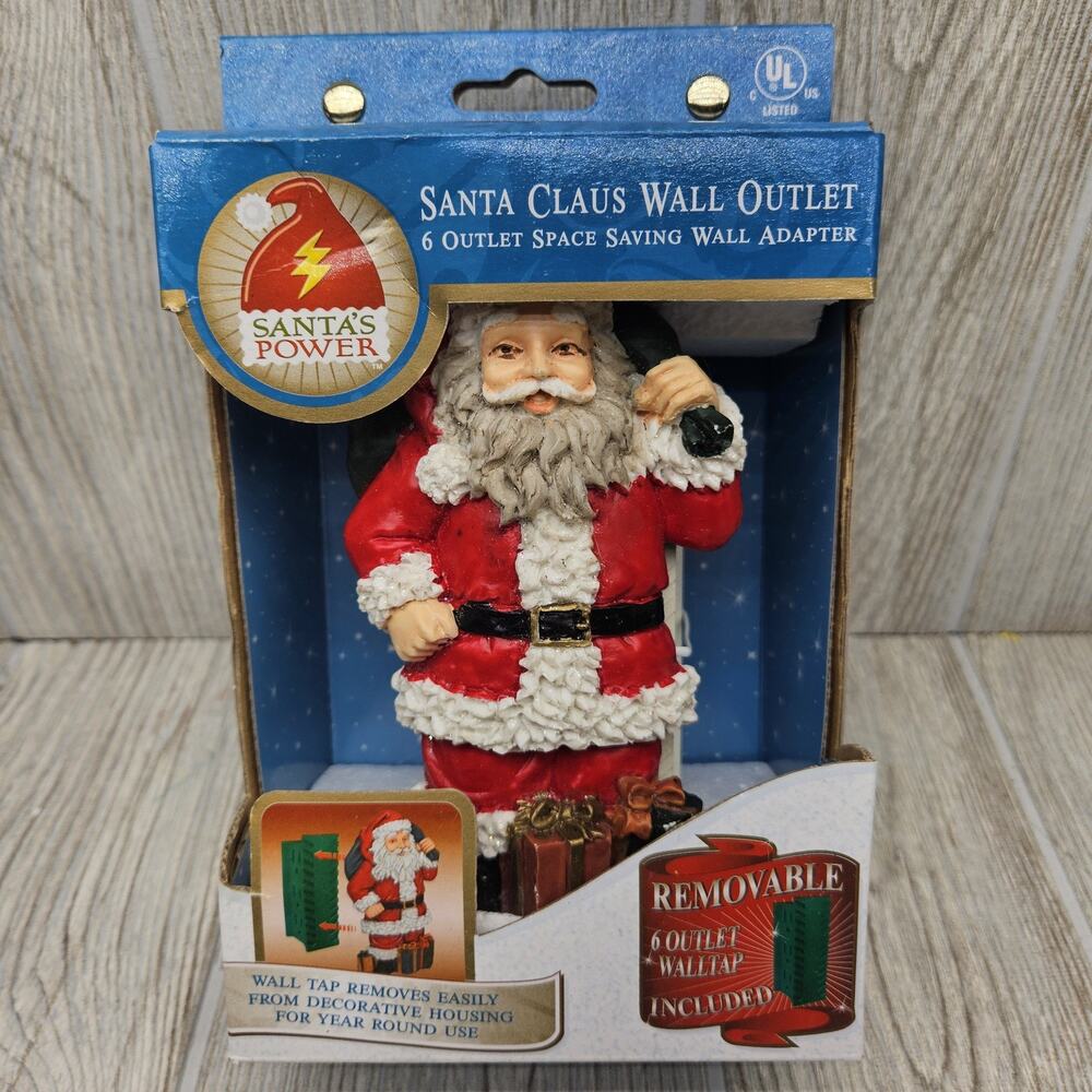 Santa Claus Wall Outlet 6 Outlet Space Saving Wall‎ Adapter Christmas Decor Gift